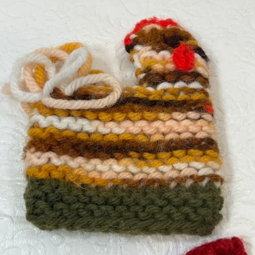 Two (2) Crocheted/Knitted Chicken/Hen Egg Cozies Covers Holder Decor 3